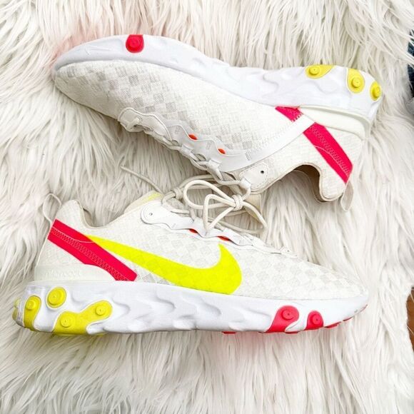 NIKE | Nike React Element 55 White Crimson Volt Neon Yellow Red/Orange | 10.5 - Picture 3 of 7